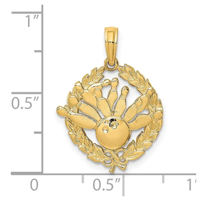 Charm Necklaces Goldia 14k Yellow Gold Bowling Story in Leaf Circle Charm