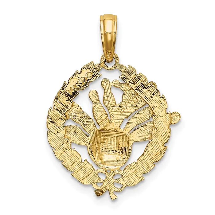 Charm Necklaces Goldia 14k Yellow Gold Bowling Story in Leaf Circle Charm