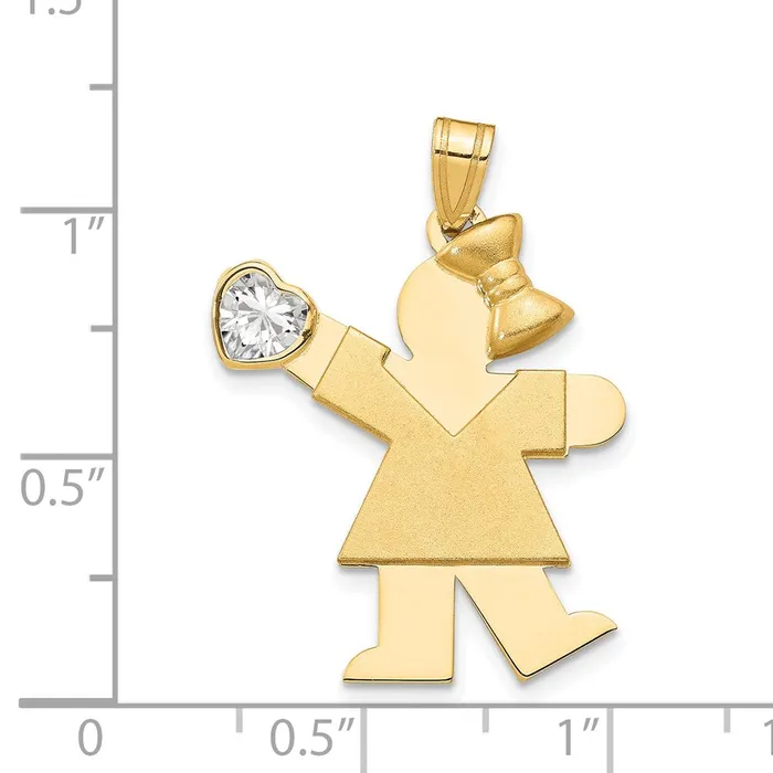 Charm Necklaces Goldia 14k Yellow Gold Girl with CZ April Birthstone Charm