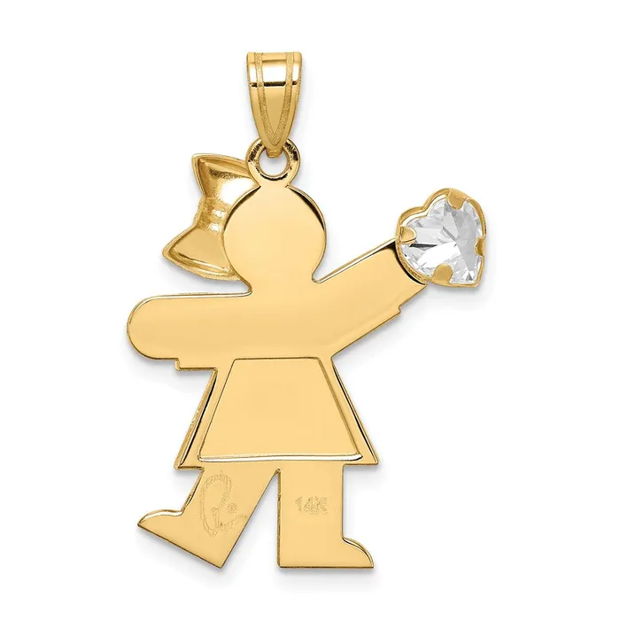 Charm Necklaces Goldia 14k Yellow Gold Girl with CZ April Birthstone Charm
