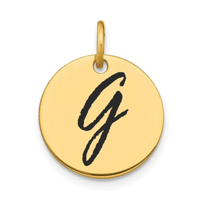 Charm Necklaces Goldia 14k Yellow Gold Polished Black Enamel Letter G Initial Disk Charm Charm Necklaces Goldia 14k Yellow Gold Polished Black Enamel Letter G Initial Disk Charm