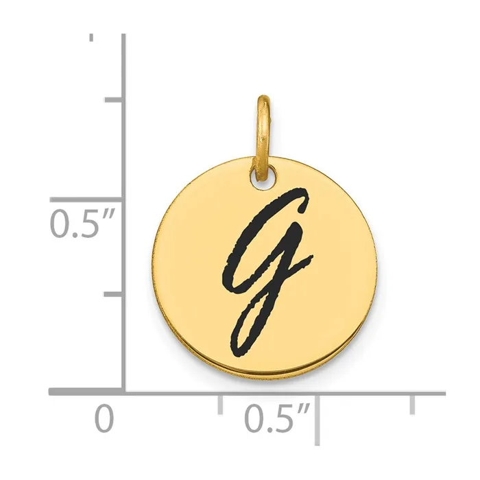 Charm Necklaces Goldia 14k Yellow Gold Polished Black Enamel Letter G Initial Disk Charm