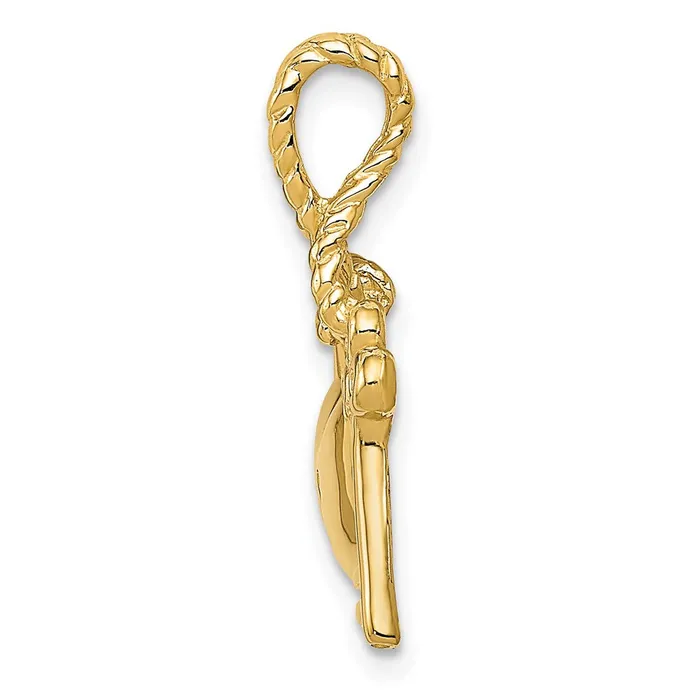 Charm Necklaces Goldia 14k Yellow Gold Polished Key Tied to Heart Lock Charm