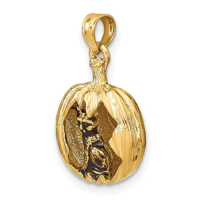 Charm Necklaces Goldia 14k Yellow u0026 Rhodium Gold wRhodium 3D JackoLantern wEnameled Black Cat and Moon Charm