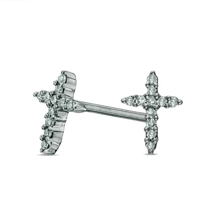 Diamond Accent Cross Stud Earrings in 10K White Gold Goldia Earrings