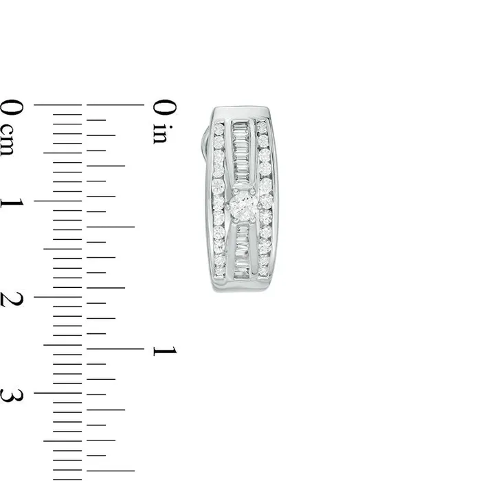 Earrings 1 CT TW Diamond MultiRow JHoop Earrings in 14K White Gold Goldia Earrings 1 CT TW Diamond MultiRow JHoop Earrings in 14K White Gold Goldia