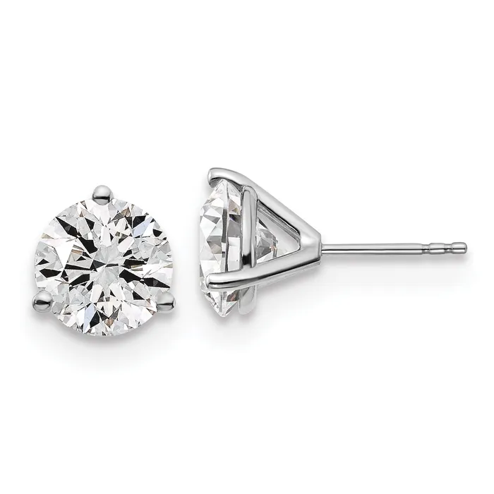 Earrings 14k White Gold 5 ctw Lab Grown Diamond VSSI G Round 3 Prong Heavy Wt Stud Earrings Goldia Earrings 14k White Gold 5 ctw Lab Grown Diamond VSSI G Round 3 Prong Heavy Wt Stud Earrings Goldia