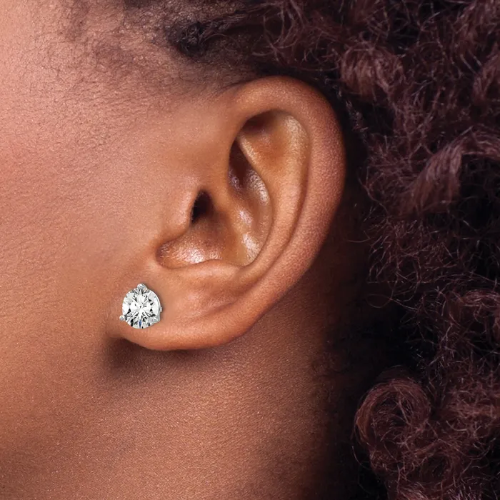 Earrings 14k White Gold 5 ctw Lab Grown Diamond VSSI G Round 3 Prong Heavy Wt Stud Earrings Goldia