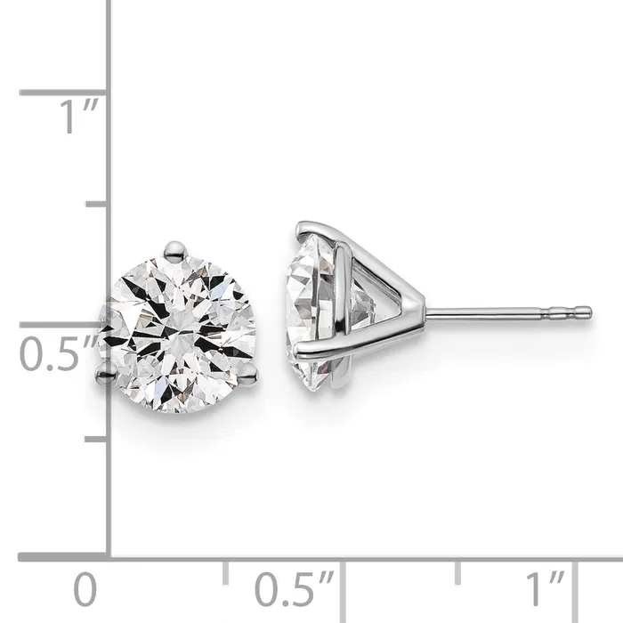 Earrings 14k White Gold 5 ctw Lab Grown Diamond VSSI G Round 3 Prong Heavy Wt Stud Earrings Goldia