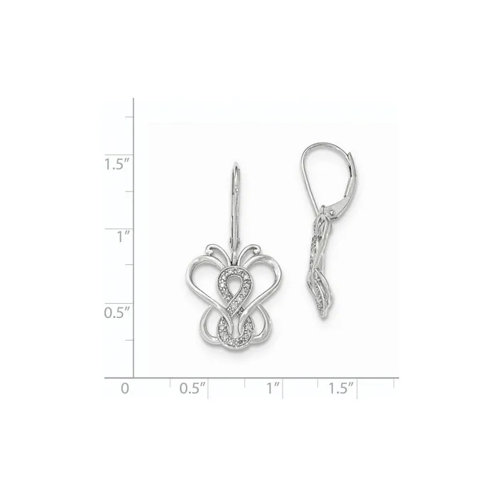 Earrings 14k White Gold Real Diamond Butterfly Leverback Earrings Goldia