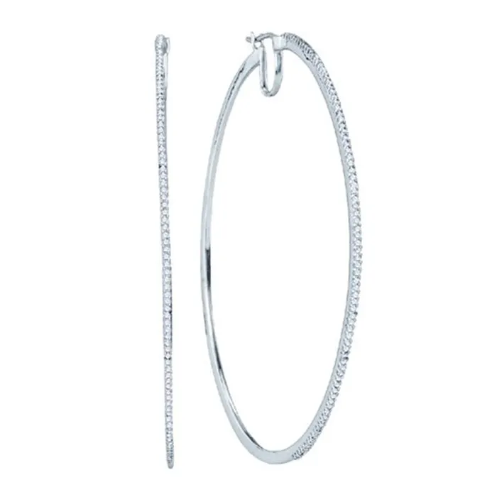 Earrings 14k White Gold Round Diamond Hoop Earrings 12 Cttw gndatlanta Earrings 14k White Gold Round Diamond Hoop Earrings 12 Cttw gndatlanta