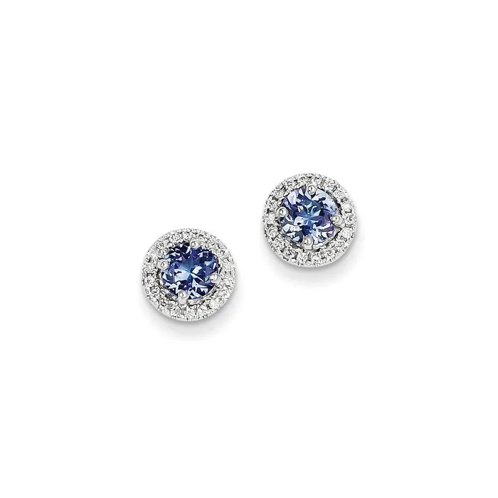 Earrings 14k White Gold Tanzanite Diamond Post Earrings Goldia