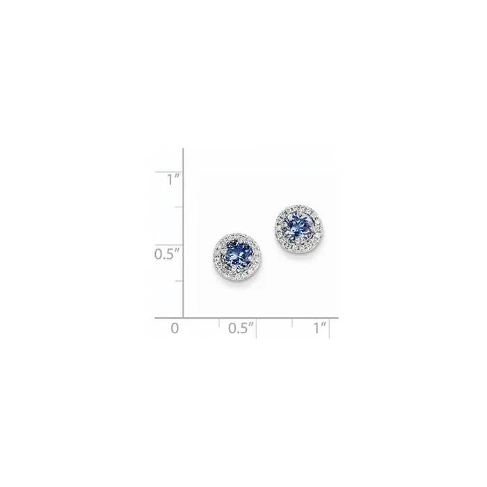 Earrings 14k White Gold Tanzanite Diamond Post Earrings Goldia