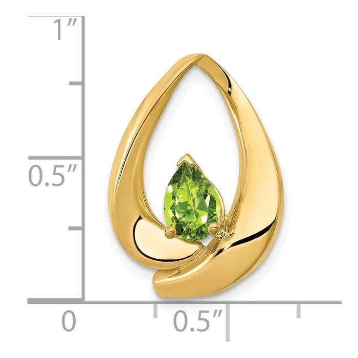 Earrings 14K Yellow Gold 7x5mm Pear Peridot Slide Goldia