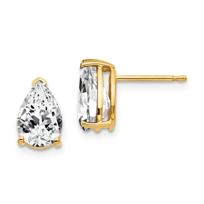 Earrings 14k Yellow Gold 9x6mm Pear Cubic Zirconia Earrings Goldia