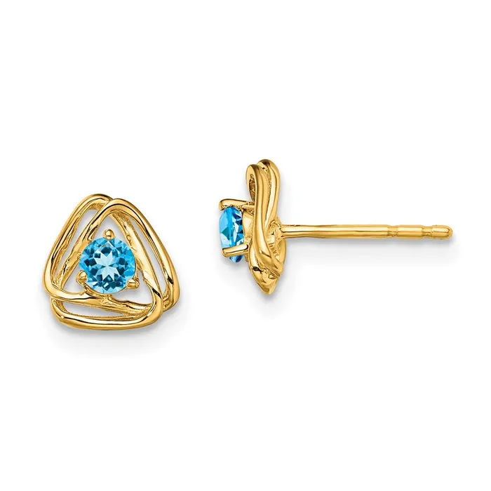 Earrings 14k Yellow Gold Blue Topaz Post Earrings Goldia