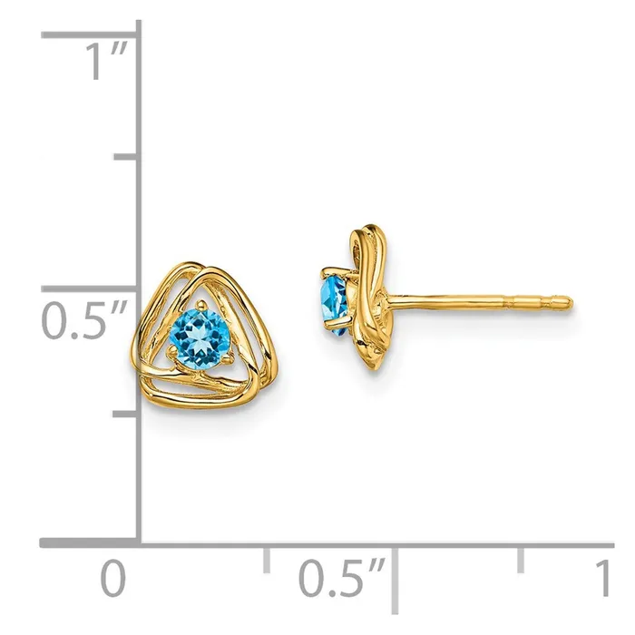 Earrings 14k Yellow Gold Blue Topaz Post Earrings Goldia