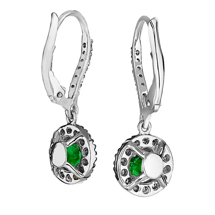 Earrings 50mm Emerald and 05 CT TW Diamond Frame Drop Earrings in 14K White Gold Goldia Earrings 50mm Emerald and 05 CT TW Diamond Frame Drop Earrings in 14K White Gold Goldia