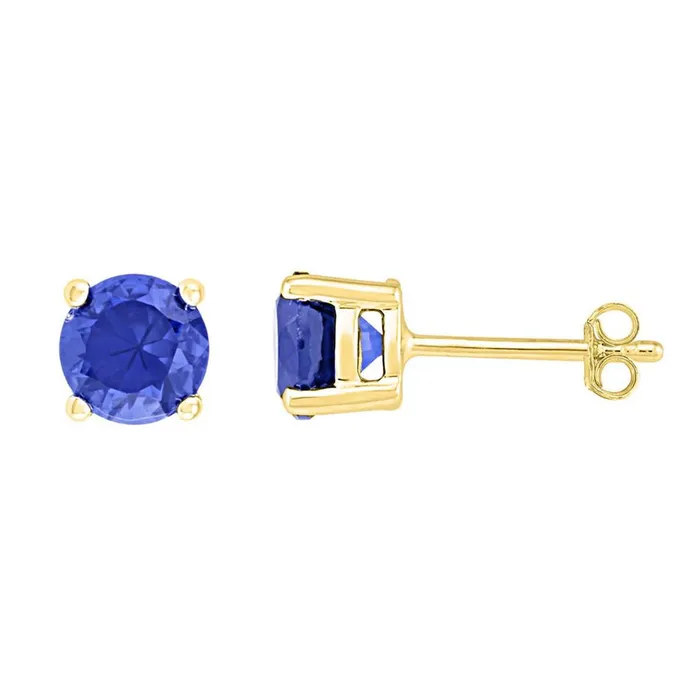 Earrings gndatlanta 10k Yellow Gold Round Created Blue Sapphire Solitaire Earrings 2 Cttw Earrings gndatlanta 10k Yellow Gold Round Created Blue Sapphire Solitaire Earrings 2 Cttw