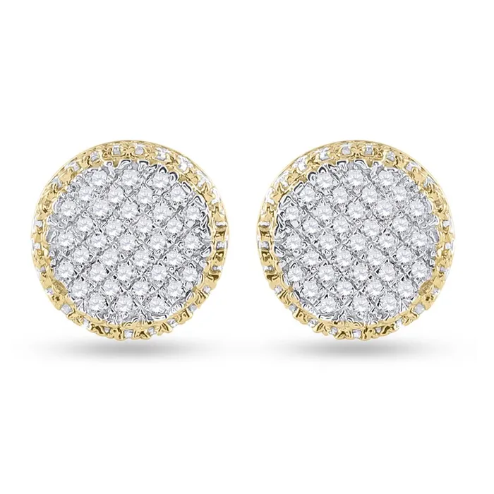 Earrings gndatlanta 10k Yellow Gold Round Diamond Circle Cluster Earrings 13 Cttw Earrings gndatlanta 10k Yellow Gold Round Diamond Circle Cluster Earrings 13 Cttw