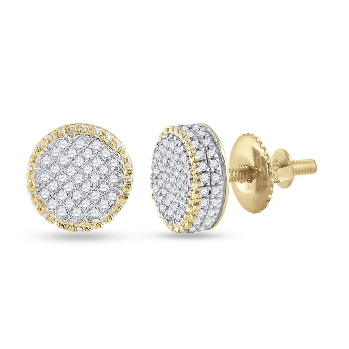 Earrings gndatlanta 10k Yellow Gold Round Diamond Circle Cluster Earrings 13 Cttw