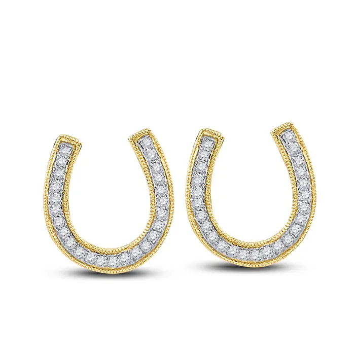 Earrings gndatlanta 10k Yellow Gold Round Diamond Horseshoe Earrings 16 Cttw Earrings gndatlanta 10k Yellow Gold Round Diamond Horseshoe Earrings 16 Cttw