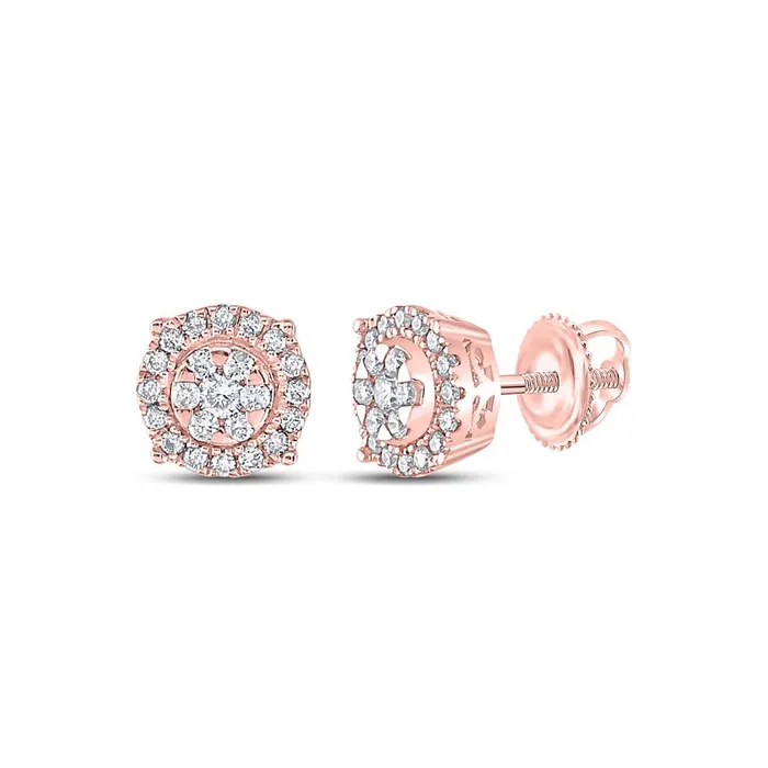 Earrings gndatlanta 14k Rose Gold Round Diamond Halo Cluster Earrings 14 Cttw Earrings gndatlanta 14k Rose Gold Round Diamond Halo Cluster Earrings 14 Cttw