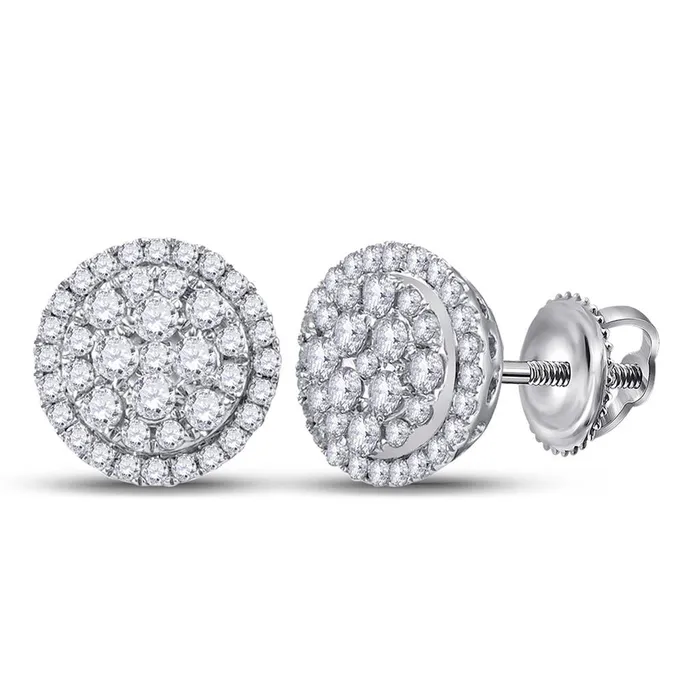 Earrings gndatlanta 14k White Gold Round Diamond Halo Cluster Earrings 12 Cttw Earrings gndatlanta 14k White Gold Round Diamond Halo Cluster Earrings 12 Cttw