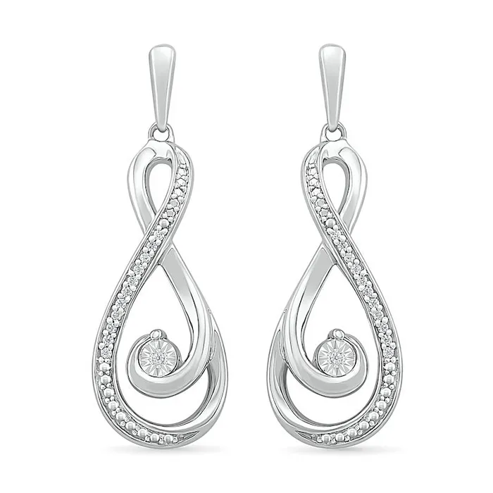 Earrings Goldia 007 CT TW Diamond Infinity Loop Earrings in Sterling Silver Earrings Goldia 007 CT TW Diamond Infinity Loop Earrings in Sterling Silver