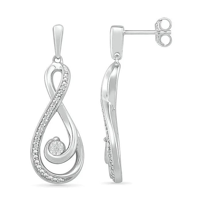 Earrings Goldia 007 CT TW Diamond Infinity Loop Earrings in Sterling Silver Earrings Goldia 007 CT TW Diamond Infinity Loop Earrings in Sterling Silver