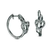 Earrings Goldia 01 CT TW Diamond Heart Woven Hoop Earrings in Sterling Silver Earrings Goldia 01 CT TW Diamond Heart Woven Hoop Earrings in Sterling Silver