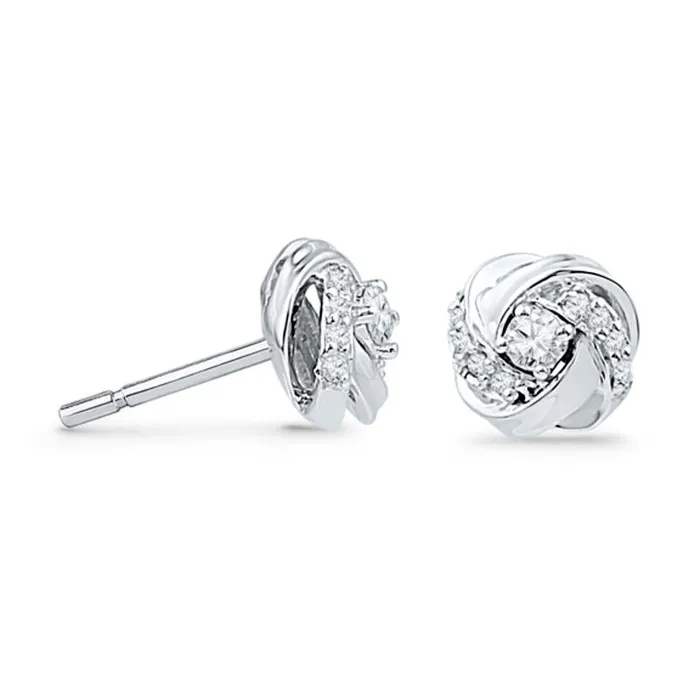 Earrings Goldia 013 CT TW Diamond Love Knot Stud Earrings in 10K White Gold