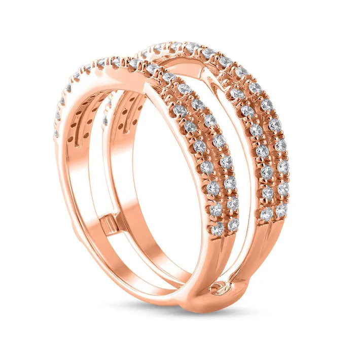 Earrings Goldia 050 CT TW Natural Diamond CrissCross Guard in Solid 14K Rose Gold Earrings Goldia 050 CT TW Natural Diamond CrissCross Guard in Solid 14K Rose Gold