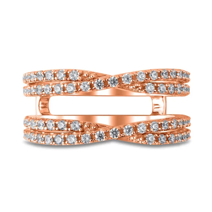 Earrings Goldia 050 CT TW Natural Diamond CrissCross Guard in Solid 14K Rose Gold Earrings Goldia 050 CT TW Natural Diamond CrissCross Guard in Solid 14K Rose Gold