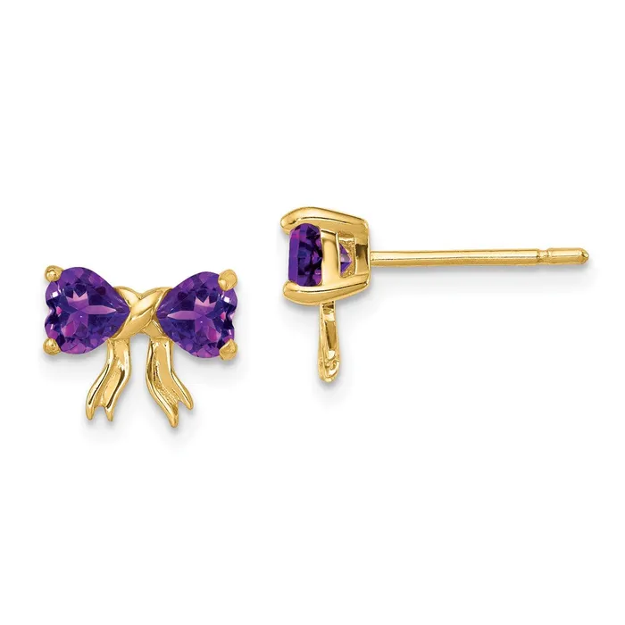 Earrings Goldia 14k Gold Polished Amethyst Bow Post Earrings