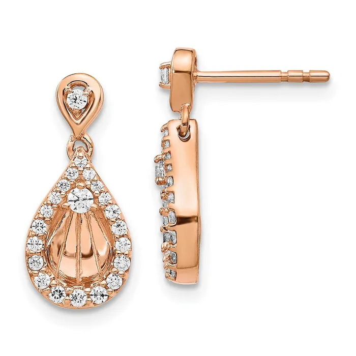 Earrings Goldia 14k Rose Gold Real Diamond Teardrop Dangle Post Earrings