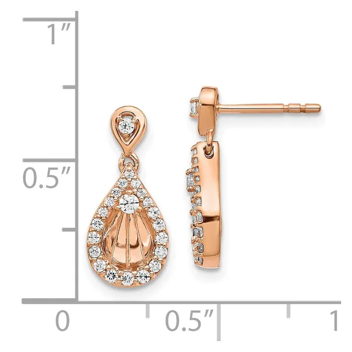 Earrings Goldia 14k Rose Gold Real Diamond Teardrop Dangle Post Earrings