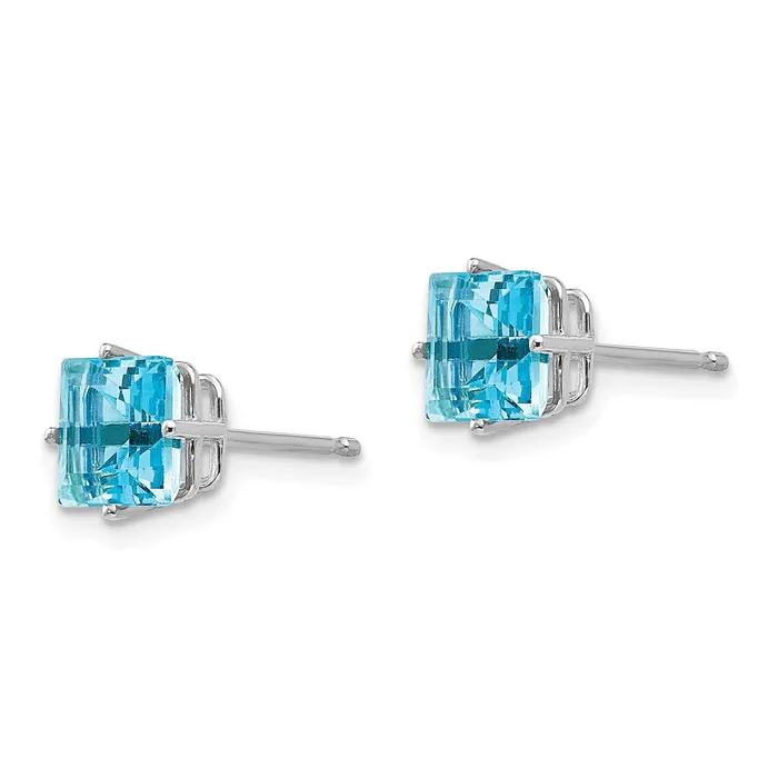 Earrings Goldia 14k White Gold 6mm Princess Cut Blue Topaz Earrings