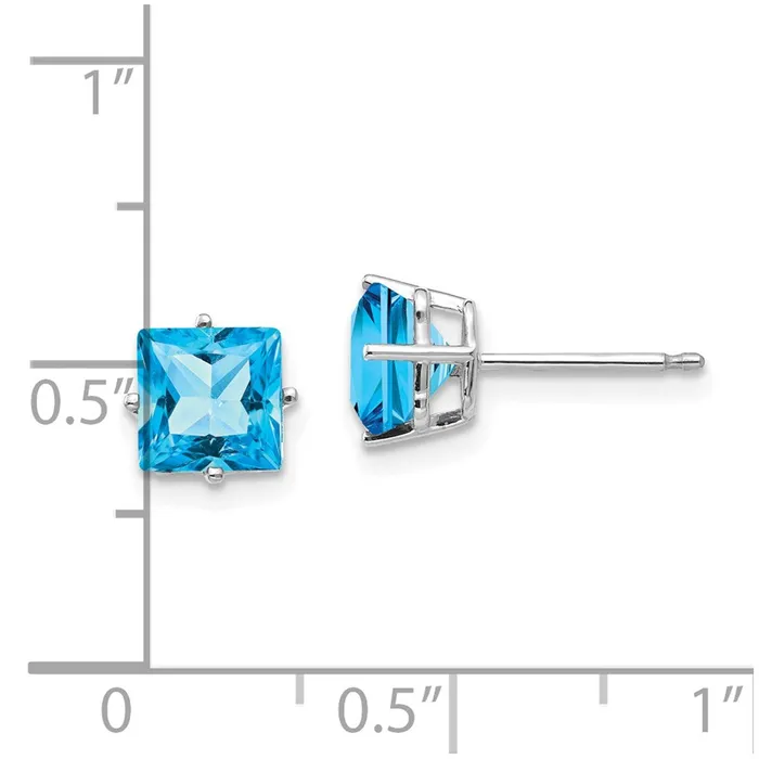 Earrings Goldia 14k White Gold 6mm Princess Cut Blue Topaz Earrings