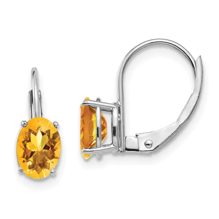 Earrings Goldia 14k White Gold 7x5mm Citrine Earrings