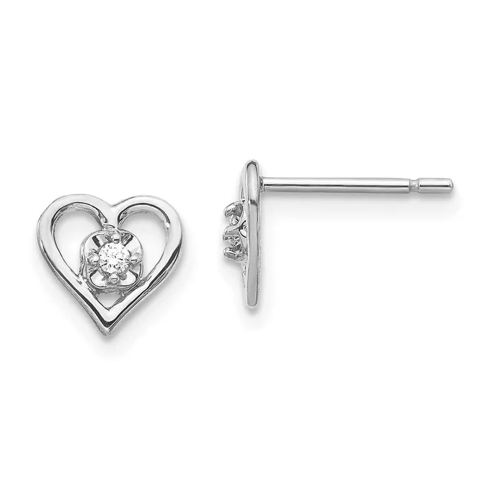 Earrings Goldia 14k White Gold AA Real Diamond Heart Earrings
