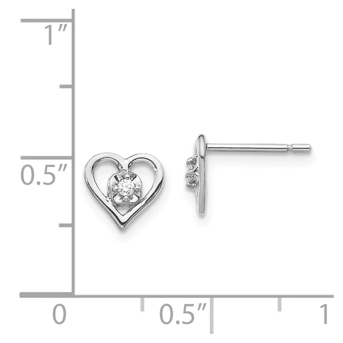 Earrings Goldia 14k White Gold AA Real Diamond Heart Earrings