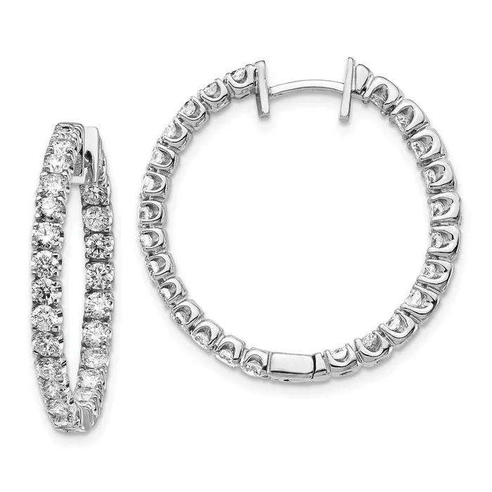 Earrings Goldia 14k White Gold AA Real Diamond Hinged Hoop Earrings