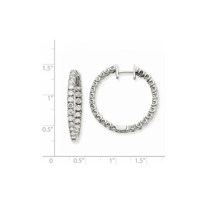 Earrings Goldia 14k White Gold AA Real Diamond Hinged Hoop Earrings