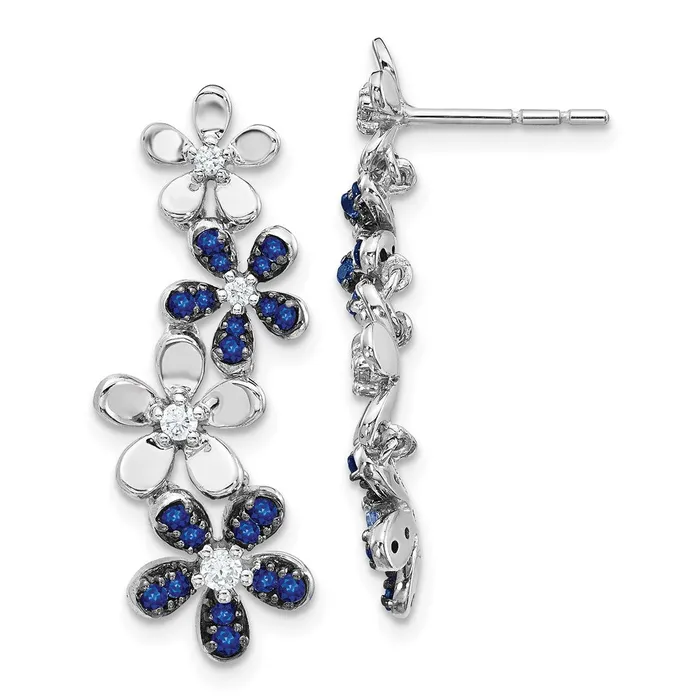 Earrings Goldia 14k White Gold Real Diamond and Sapphire Earrings