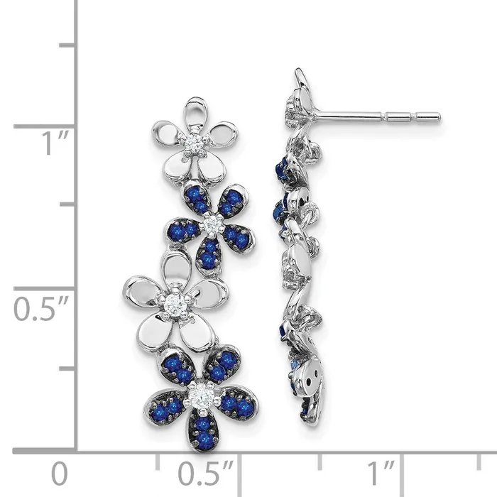 Earrings Goldia 14k White Gold Real Diamond and Sapphire Earrings
