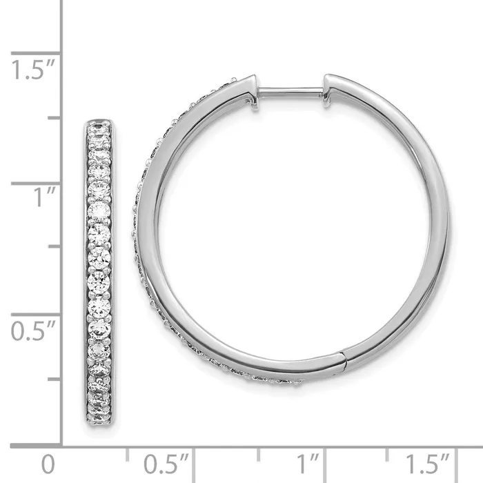 Earrings Goldia 14k White Gold Real Diamond Hinged Hoop Earrings