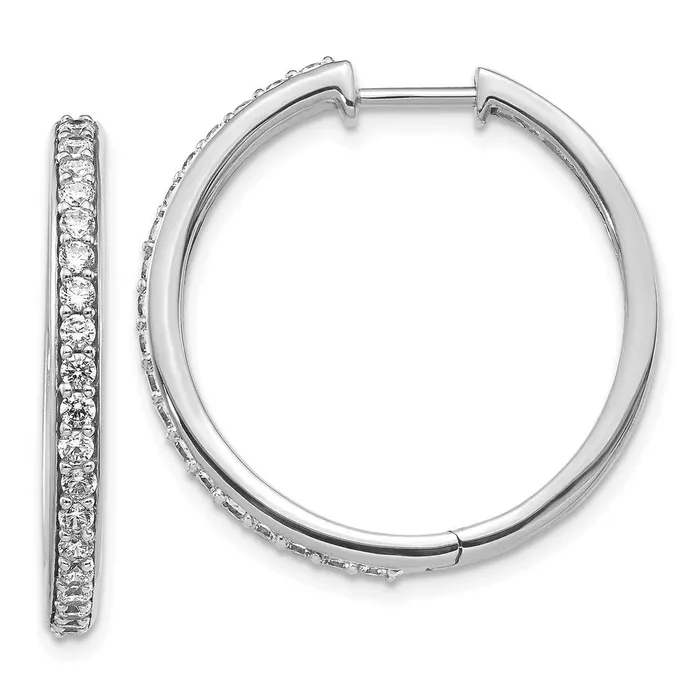 Earrings Goldia 14K White Gold Real Diamond Hoop Earrings