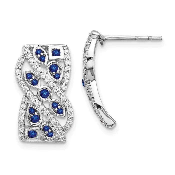 Earrings Goldia 14k White Gold Real Diamond Sapphire Fancy Earrings