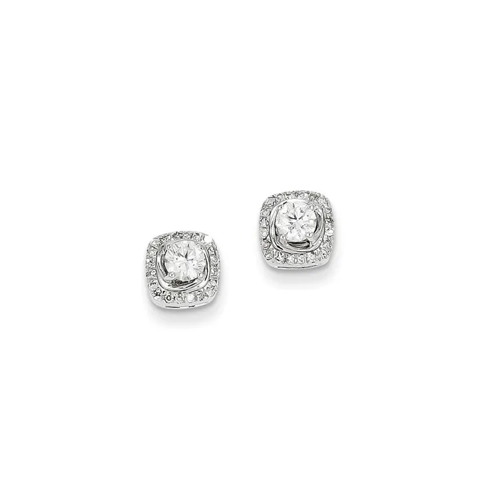 Earrings Goldia 14K White Gold Real Diamond Square Post Earrings